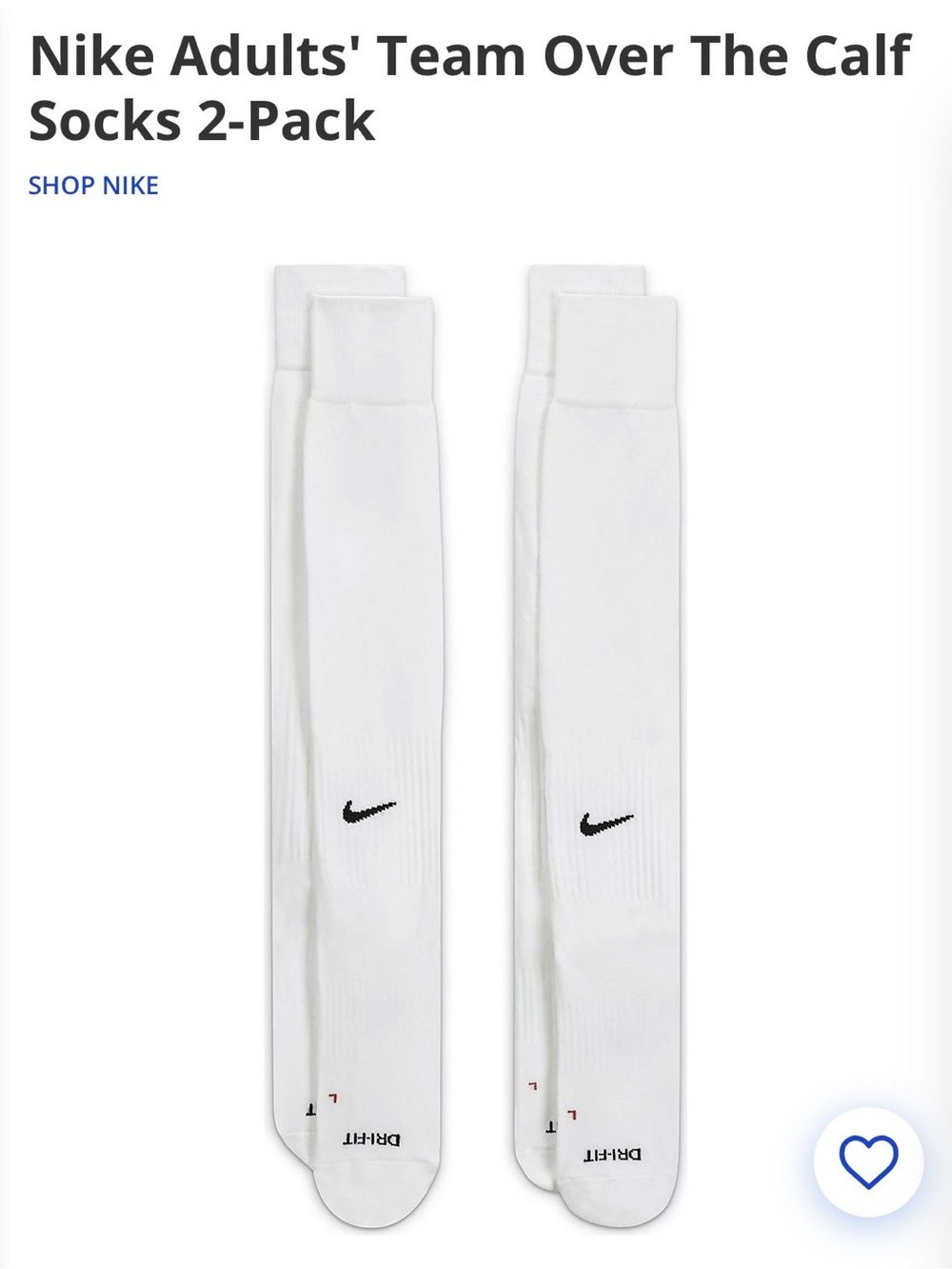 Nike Men's White Over-the-Calf Socks 2-Pack